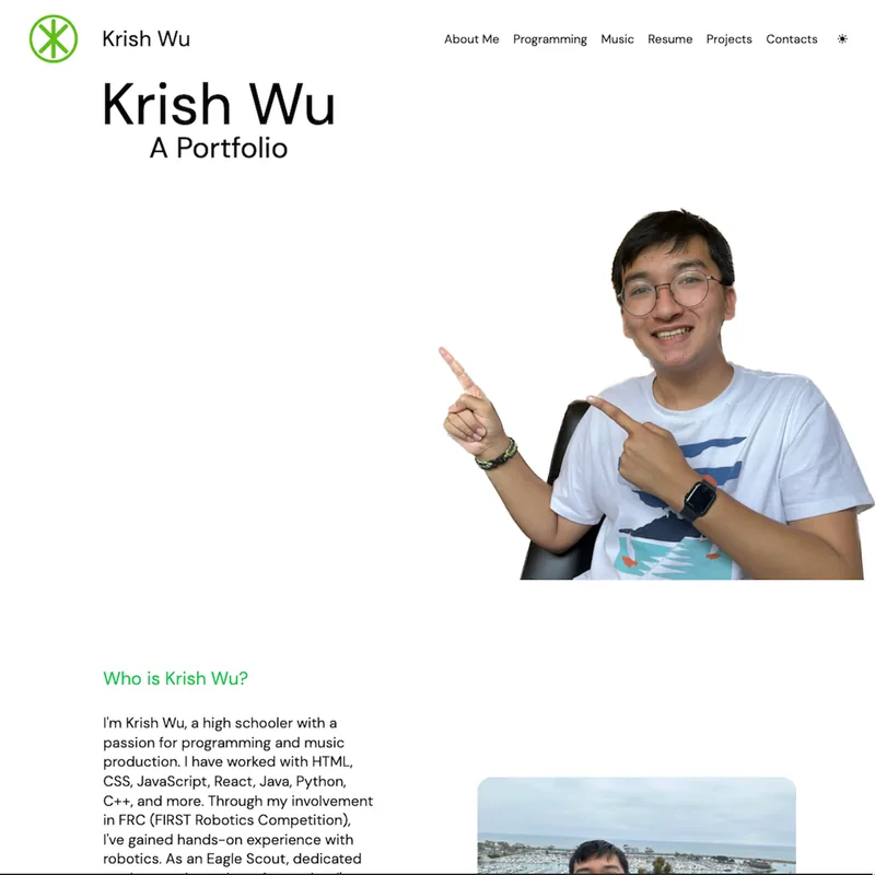 Screenshot of this portfolio site