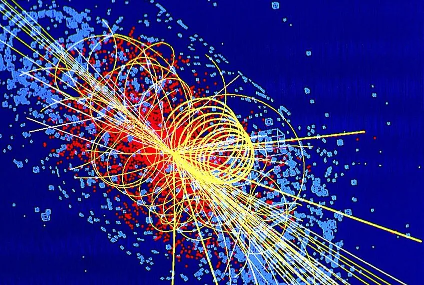 A particle collision event display from Krish's heavy top quark research